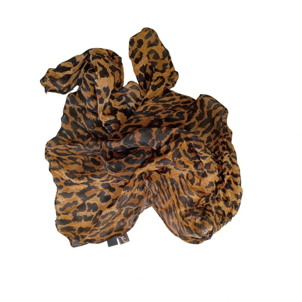 Nick and Nora Vintage Leopard Print Silk Scarf Square Neckerchief Made in USA